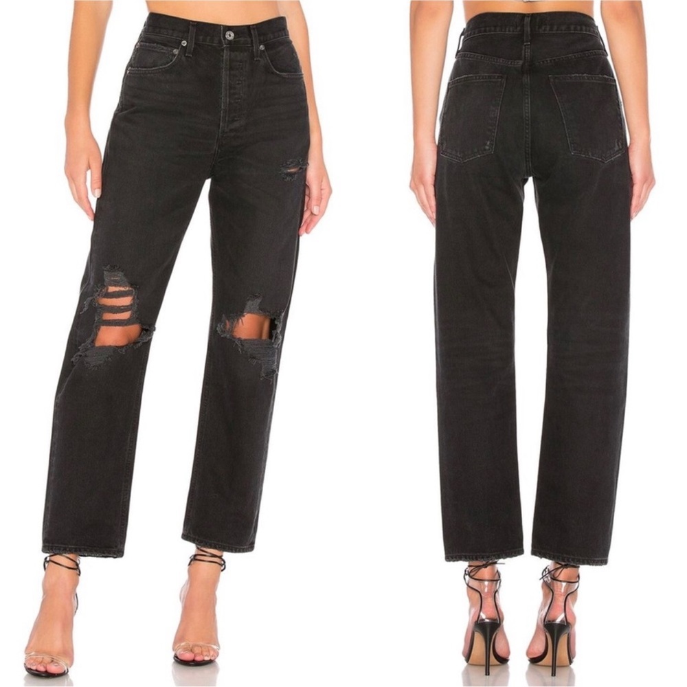 AGOLDE 90s Mid Rise Loose Jeans Size 24 in Smokestack Black